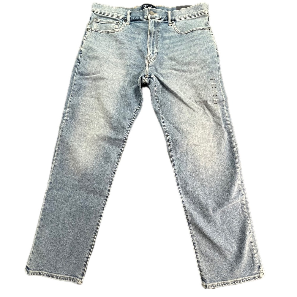 GAP Straight Leg Jeans Mens 36x32 Light Wash GapFlex Mid Rise Denim
